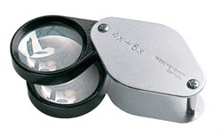 Лупа техническая складная двояковыпуклая в металлическом корпусе Metal precision folding magnifiers, диаметр 27 мм, 4.0х; 6.0х; 10.0х - фото 6270